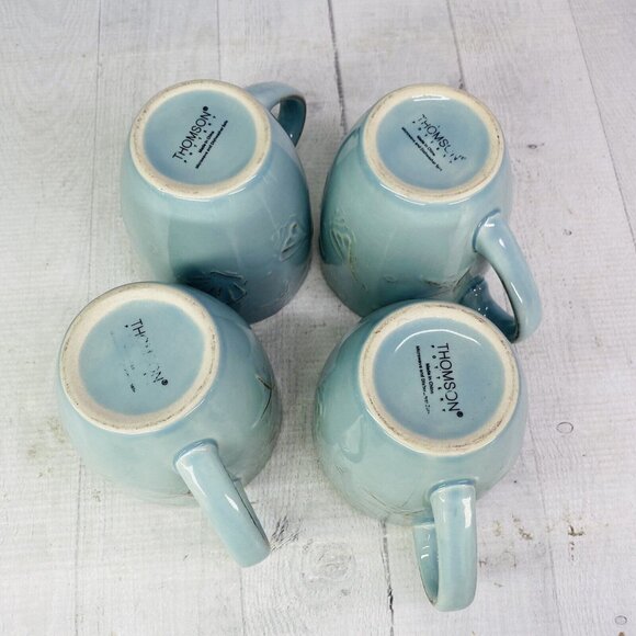 Thomson Pottery CAPE COD Embossed Seashells Stoneware 10.5oz 4"T Cups Mugs Set 4 - Picture 8 of 16